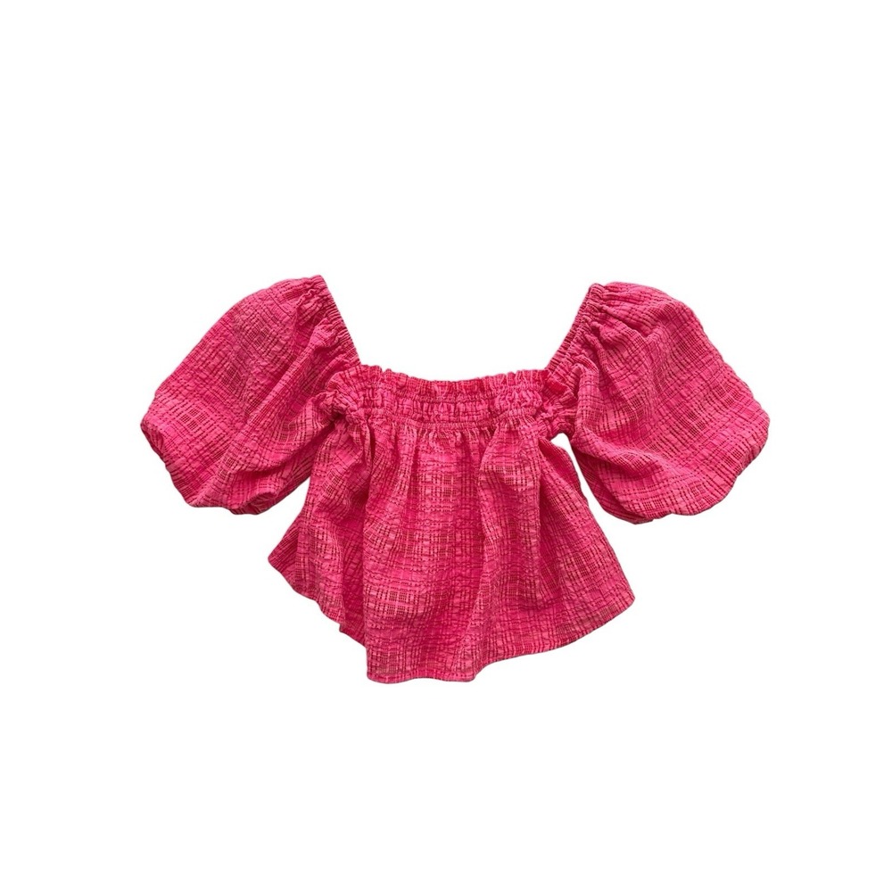 Storia Pink Puff Sleeve Top Womens Medium Cottagecore Girly Barbie Feminine Boho